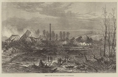 Szene der Schießbaumwoll-Explosion in Stowmarket